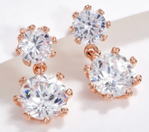 Diamonique Roseclad Sterling Silver CZ Drop Earrings 1/2"